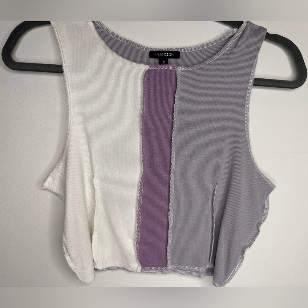 Papermoon Color-block ribbed crop tank top - Picture 5 of 10